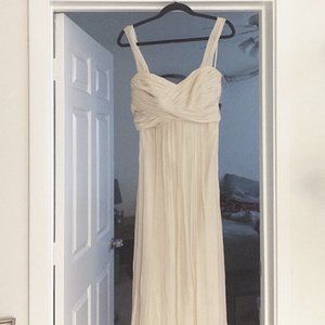 Amsale Bridesmaid Dress Size 10 (G851C - Silk Chiffon - Vanilla)